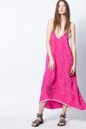Risty Jac Paisley Silk Dress - Women’s long pink dress.