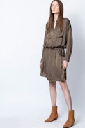 Romeo Satin Dress - Women’s brown dress.