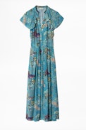 Vestido Ruskie Glam Rock - Vestido estampado largo para mujer.