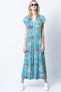 Vestido Ruskie Glam Rock - Vestido estampado largo para mujer.
