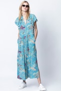 Vestido Ruskie Glam Rock - Vestido estampado largo para mujer.