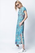 Vestido Ruskie Glam Rock - Vestido estampado largo para mujer.