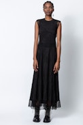 Rage Jac Leo Silk Dress - Women's silk short-sleeved long dress.