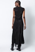 Rage Jac Leo Silk Dress - Women's silk short-sleeved long dress.