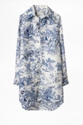 Vestido Seda Rais - Vestido camisero de seda estampado para mujer.