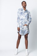 Vestido Seda Rais - Vestido camisero de seda estampado para mujer.