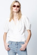 Teveals Jac Mandala Silk Shirt - Women’s white shirt.