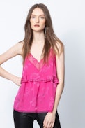 Charlie Jac Paisley Silk Camisole - Women’s pink silk and lace camisole.