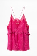 Charlie Jac Paisley Silk Camisole - Women’s pink silk and lace camisole.