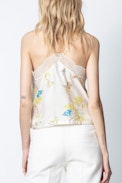 Caraco Soie Chris Blossom - Caraco beige femme, imprimé.