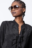 Twin Leo Silk Shirt - Women’s jacquard silk shirt.