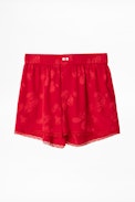 Pax Jac Mandala Silk Shorts - Women’s red shorts.