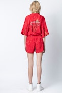 Pax Jac Mandala Silk Shorts - Women’s red shorts.