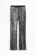 Polis Velours Paillettes Pants - Women’s black velvet and sequin pants.