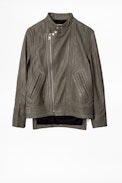 Lapo Leather Stone Washed Jacket - Women’s khaki leather jacket.