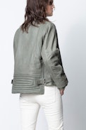 Lapo Leather Stone Washed Jacket - Women’s khaki leather jacket.