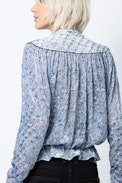 Top Tori Velours Devore - Top bleu femme.