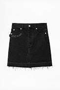 Jupe Juicy Denim Black - Jupe courte noire femme brodée.
