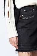 Jupe Juicy Denim Black - Jupe courte noire femme brodée.