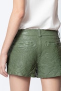 Short Simio Cuir Froissé - Short kaki femme.