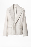 Jacke Vichy aus Leder - Weiße Kostümjacke aus Leder für Damen