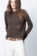 Pull Nicky - Pull marron femme.