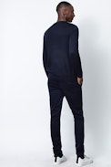 Liam Peace Sweater - Men’s navy blue merino wool sweater.
