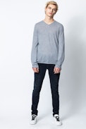 Pull Ginger Cachemire - Pull bleu homme en cachemire plume.