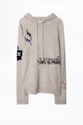 Clay Cashmere Jormi Sweater - Men’s white hooded sweater, cashmere.