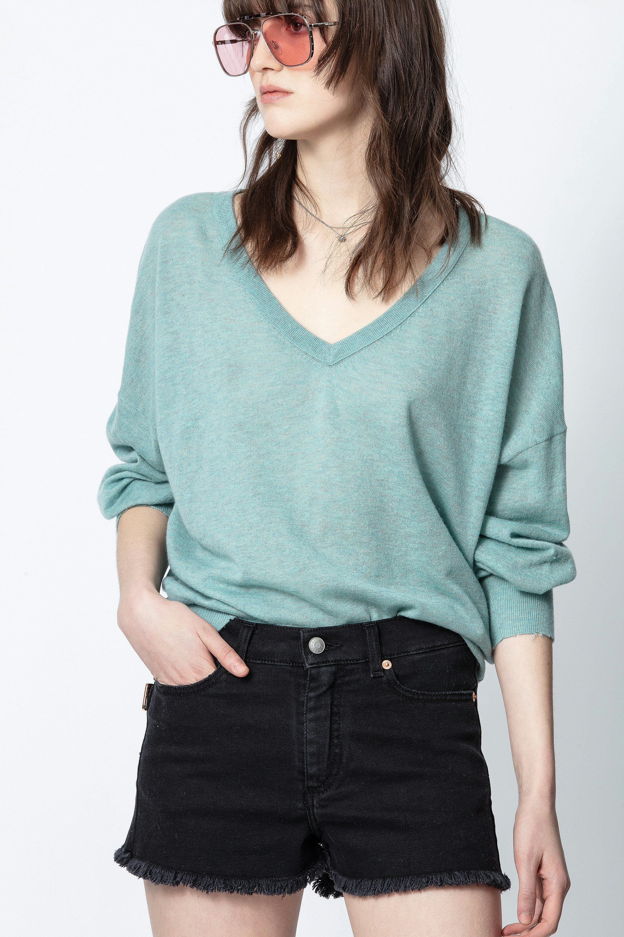 Buy > teal cashmere sweater > in stock