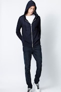 Clash Cardigan - Men’s navy blue zip-up cardigan.