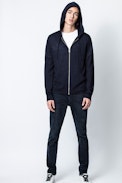 Clash Cardigan - Men’s navy blue zip-up cardigan.