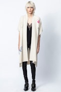 Indiana Jormi Cachemire Cardigan - Women’s beige cardigan with embroidered motifs, in cashmere