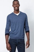 Keddy Sweater - Men’s blue merino wool sweater.