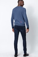 Keddy Sweater - Men’s blue merino wool sweater.