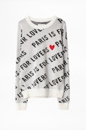 Anouck St Valentin Sweater - Women’s white sweater, printed.