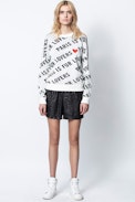 Anouck St Valentin Sweater - Women’s white sweater, printed.