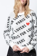 Anouck St Valentin Sweater - Women’s white sweater, printed.