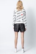 Anouck St Valentin Sweater - Women’s white sweater, printed.