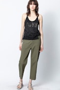 Débardeur Jossy Punk Strass - Débardeur noir asymétrique femme.
