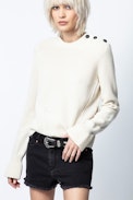 Pull Posy - Pull beige femme, en cachemire recyclé