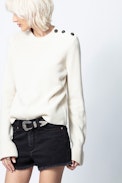 Pull Posy - Pull beige femme, en cachemire recyclé