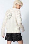 Elton Cardigan - Women’s beige cardigan, recycled cashmere.
