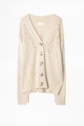 Elton Cardigan - Women’s beige cardigan, recycled cashmere.