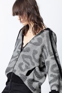 Cárdigan Lennox Leo - Cárdigan con capucha para mujer con estampado de leopardo, cachemira reciclada