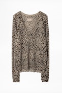 Brume Leo Print Cashmere Sweater - Women's leopard-print sweater., in cashmere