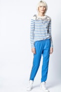 Pull Miss Stripes Multicusto Cachemire - Pull à rayures en cachemire à strass femme.