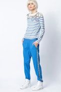 Pull Miss Stripes Multicusto Cachemire - Pull à rayures en cachemire à strass femme.
