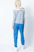 Pull Miss Stripes Multicusto Cachemire - Pull à rayures en cachemire à strass femme.
