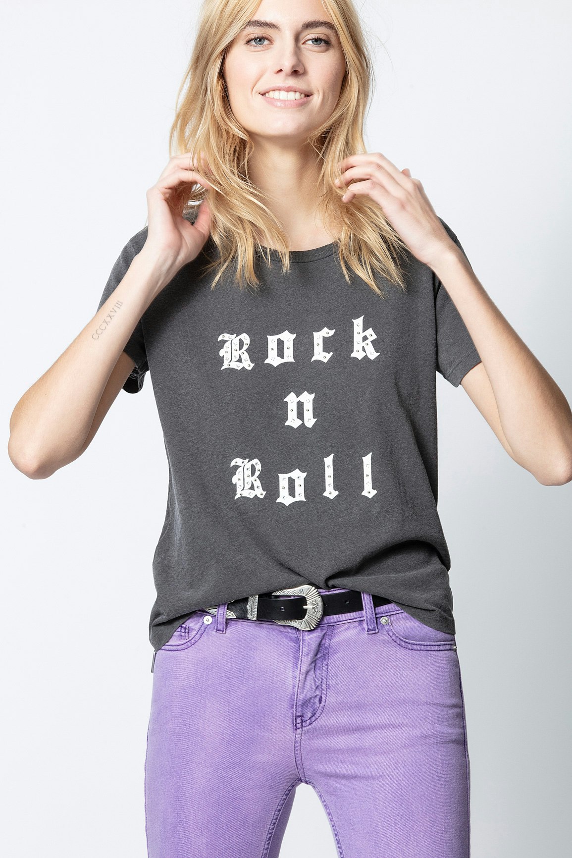 Zadig /& Voltaire Womens Alys Rock Roll Strass T-Shirt